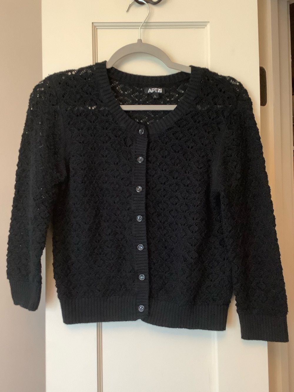 Apt. 9 Black Crochet Lace Button-Front Cardigan